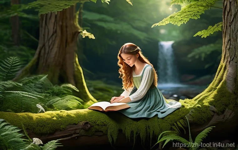 온라인 철물점과 오프라인 철물점 차이 - Prompt 1: Magical Forest Reading Nook**